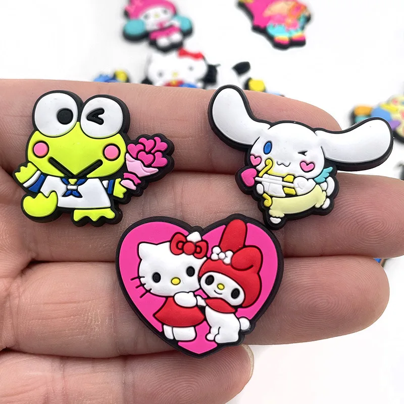 Kawaii Kitty Kuromi Mix PVC Shoe Charms Easy Install DIY Footwear Decor Removable Ornaments For Clogs Hot Cute Cartoon Fan Gift