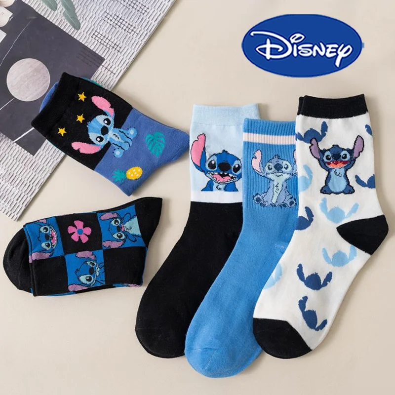 Disney Stitch Skarpetki Kreskówka Śliczne Dziewczyny Bawełniane Długie Pończochy Domowe Skarpety Podłogowe Japoński Styl JK Lolita Dziewczyna Słodkie Akcesoria