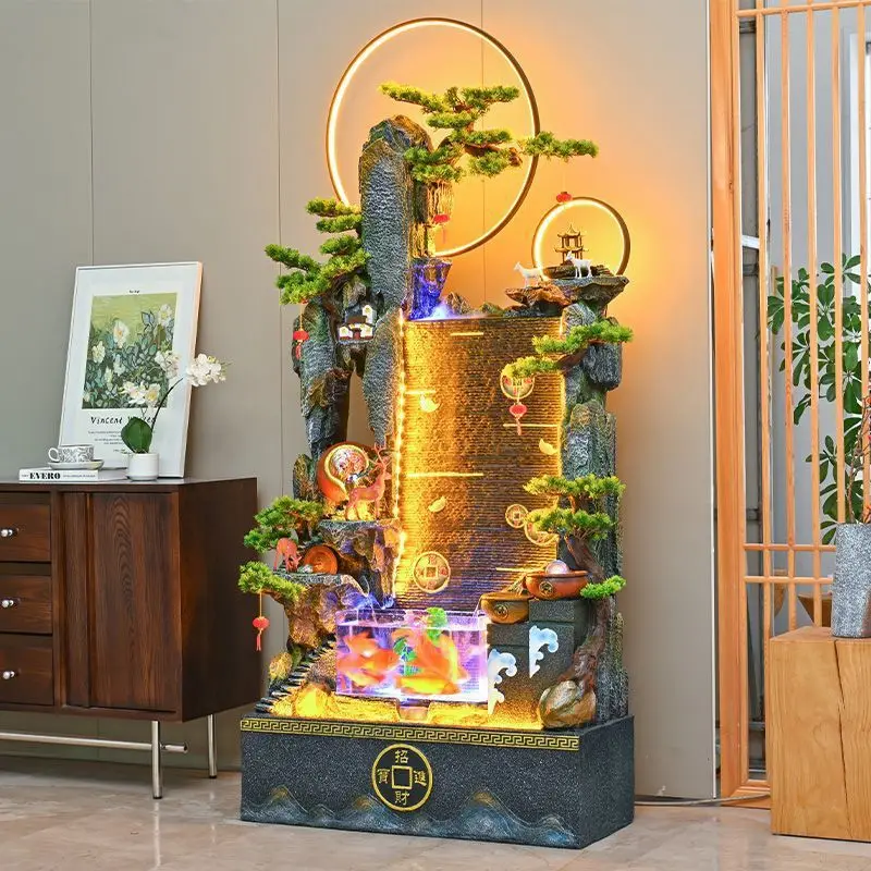 Circulating water fish tank landscaping rockery fountain living room porch housewarming opening gift
