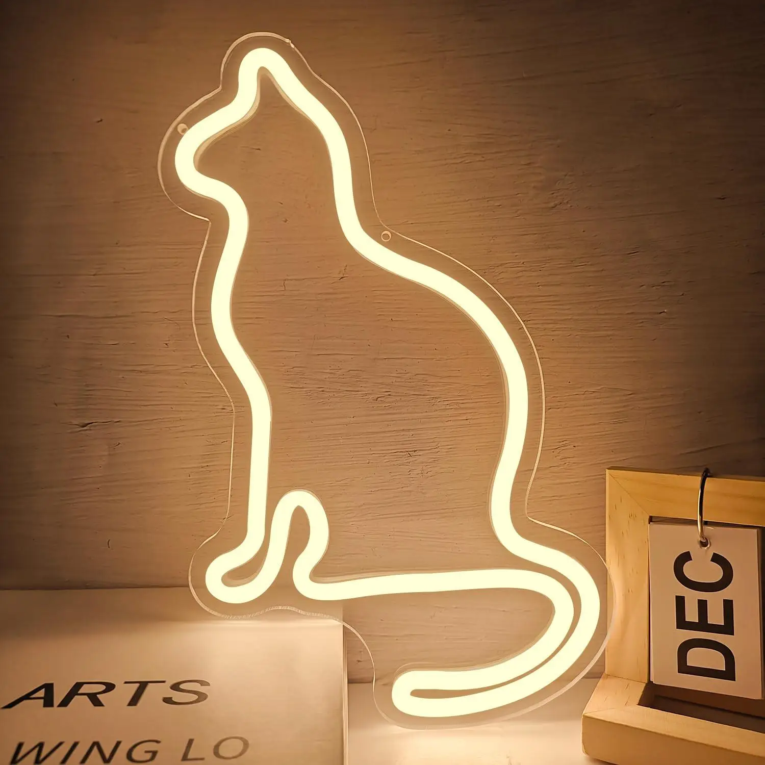 Cute Cat Neon Sign USB Dimmable LED Neon Light for Bedroom Living Room Game Room Neon Wall Art Birthday Wedding Holiday Gifts