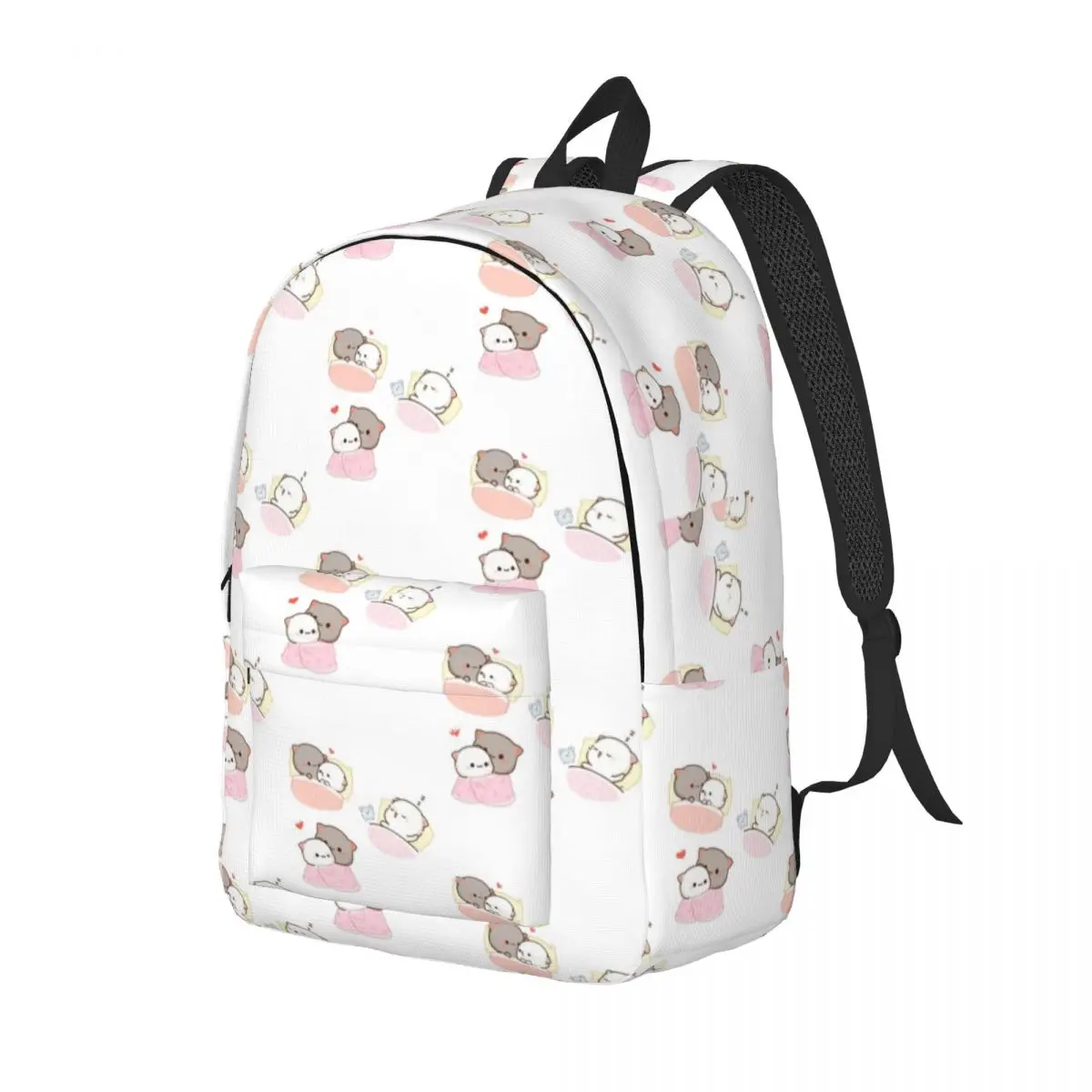 Bedtime Mochi Peach And Goma Backpack for Men Women Fashion High School Work Daypack Cute Cat College Canvas Bags Sports