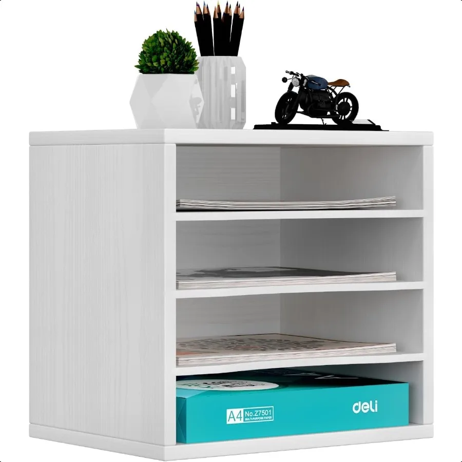 

Wood Desk Organizers and Accories Mail Sorter File Holder Desktop File Organizer with Adjustable Shelf Document Holder for Offi