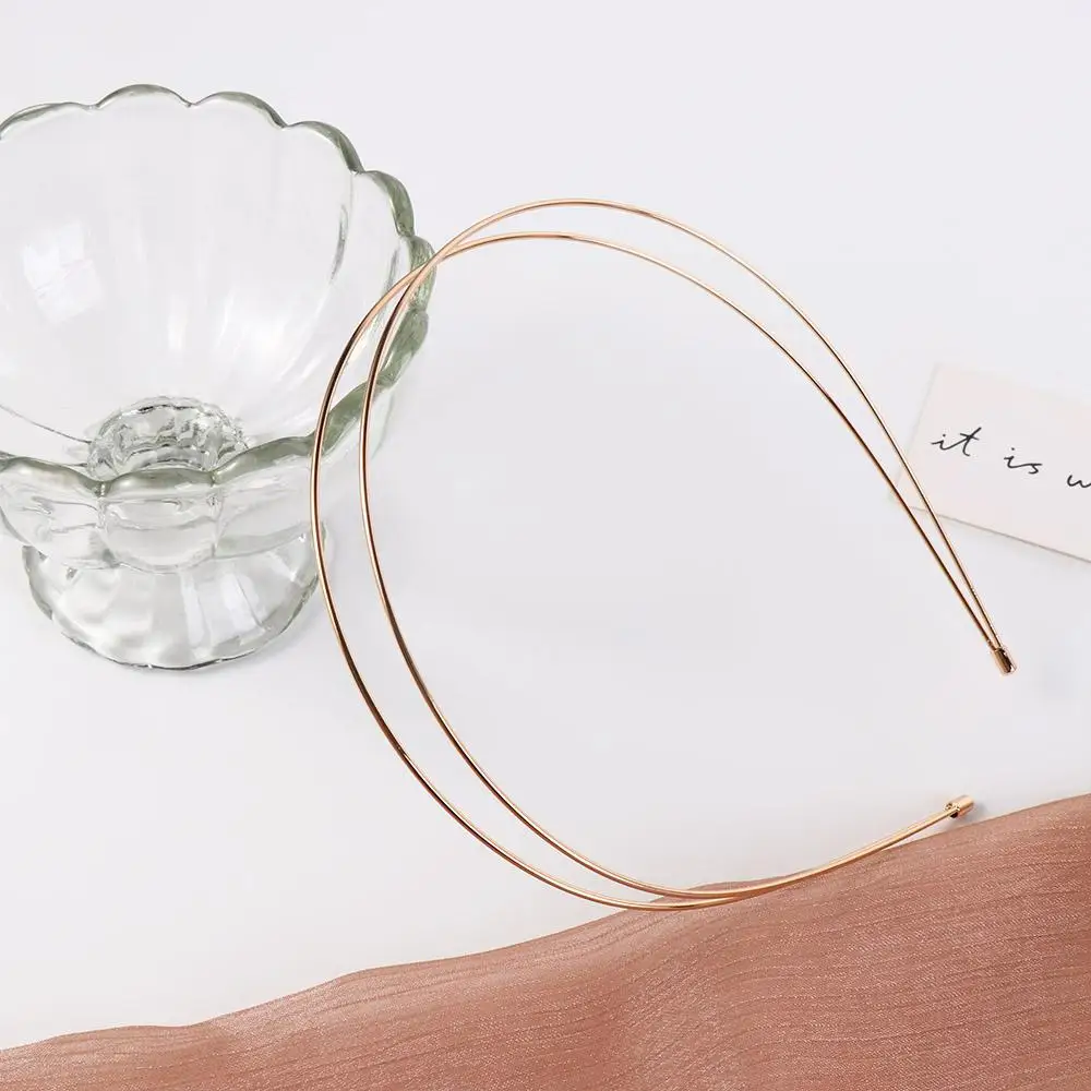 선물 합금 더블 루트 헤어 밴드 얇은 실버 레트로 골드 헤드 후프 DIY 간단한 금속 헤어 후프 신부