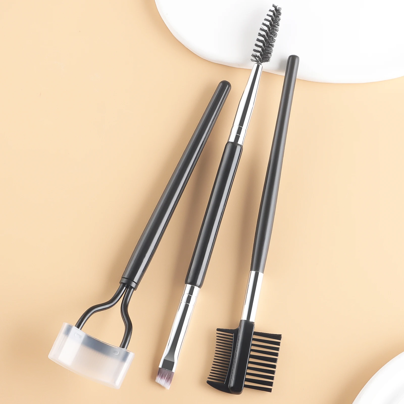 Eye Makeup Tool Set,3pcs Double Head Eyebrow Brush Eyelash Curl & Fine Eyebrow Brush Comb & Eyelash Separator Soft