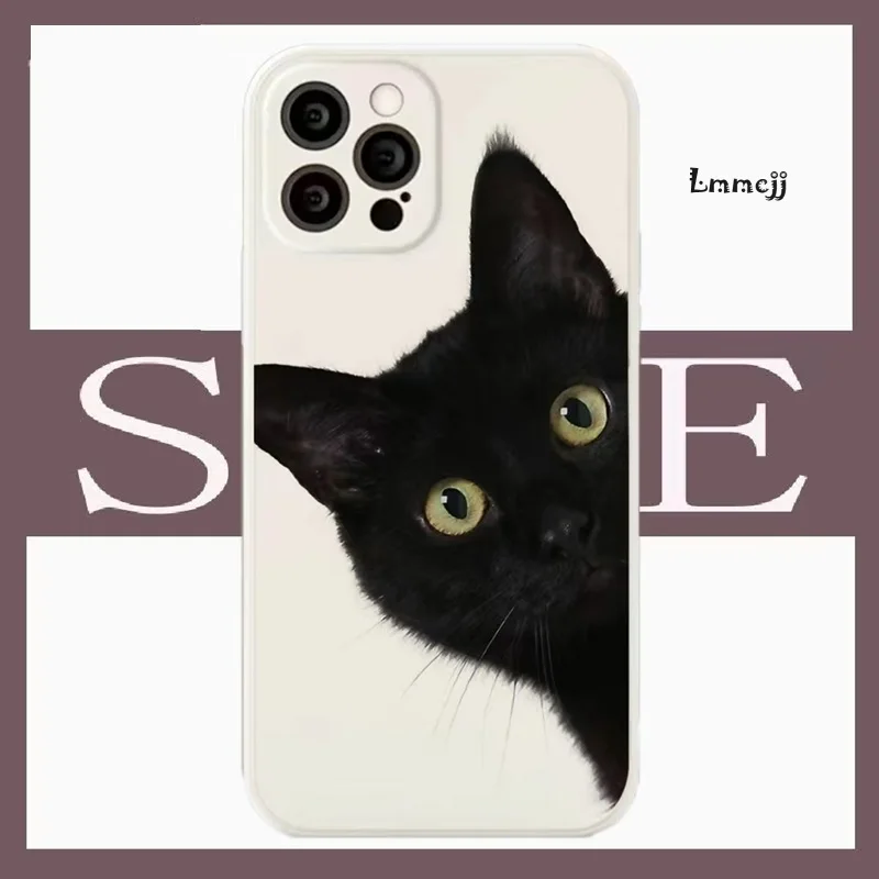 

Lmmcjj Cute Black Cat Phone Case For Samsung Galaxy A31 A32 A52 A53 A54 A13 A14 A23 A22 S21 FE S23 Plus S22 Ultra Silicone Cover