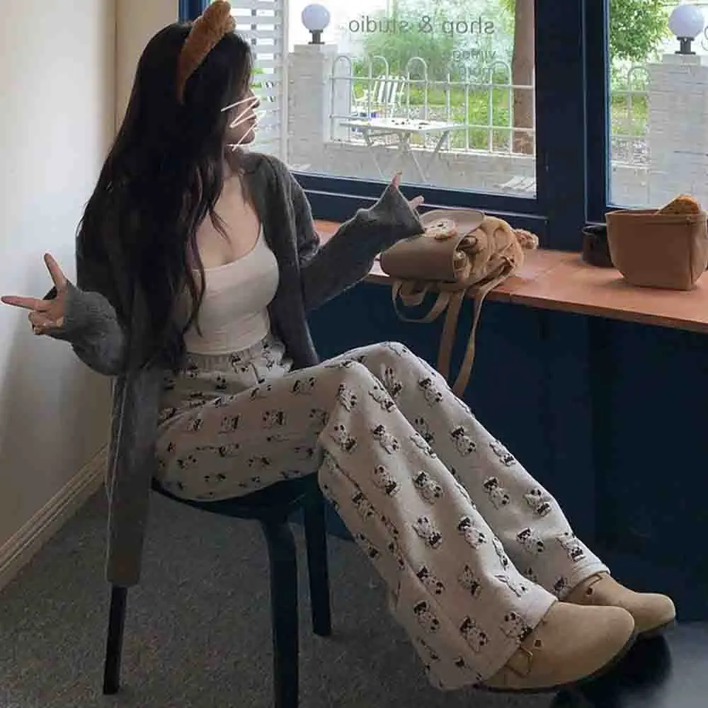 Sanrio Hello Kitty Pants Y2K Kawaii Cartoon Women Fashion Sweatpants Spring Autumn High Waist Baggy Casual Wide Leg Trousers New - view 6