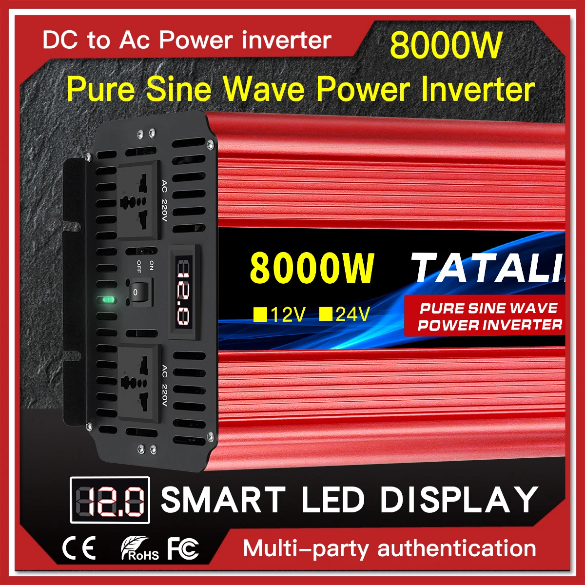 

pure sine wave power inverter 12V to 220V 50HZ2500W 3500W 4500W 5000W 6000W 7000W 8000W DC to AC voltage converter power supply