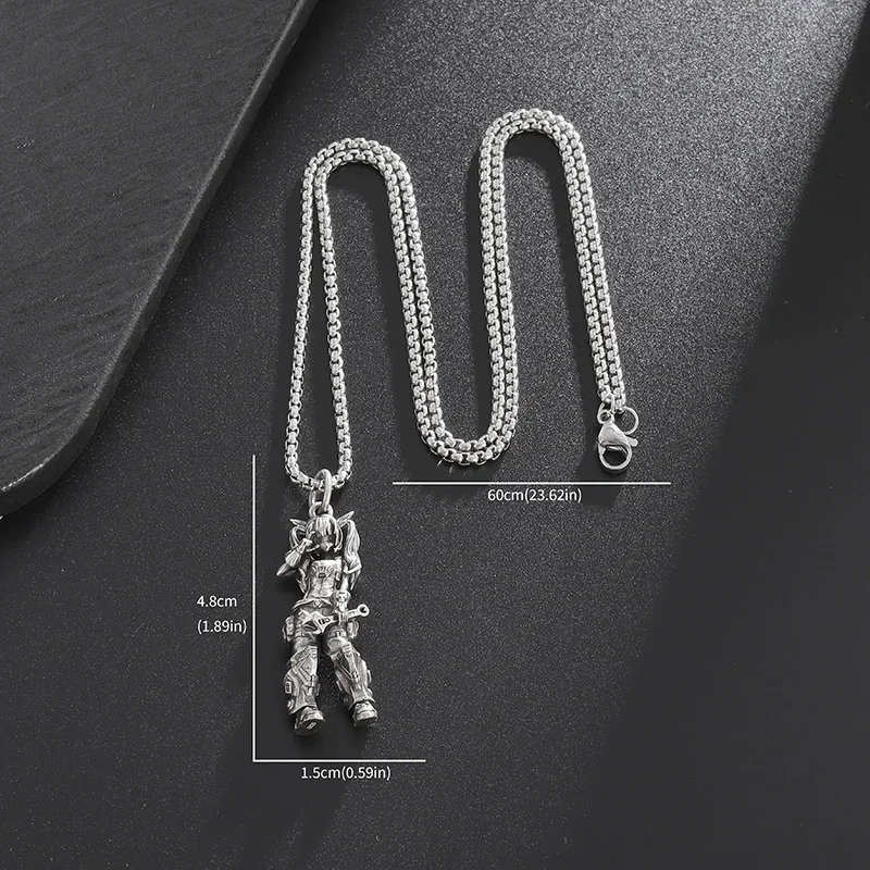 Vintage Punk Biker Girls Pendant Fashion Necklace for Men Women Motorcycle Riding Statement Jewelry Gifts view 5