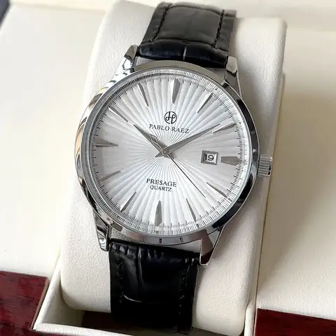 Men's Watch Brand Business Watches Waterproof Calendar Leather Strap Male Quartz Wristwatches (Comes with Box and Spare Battery)