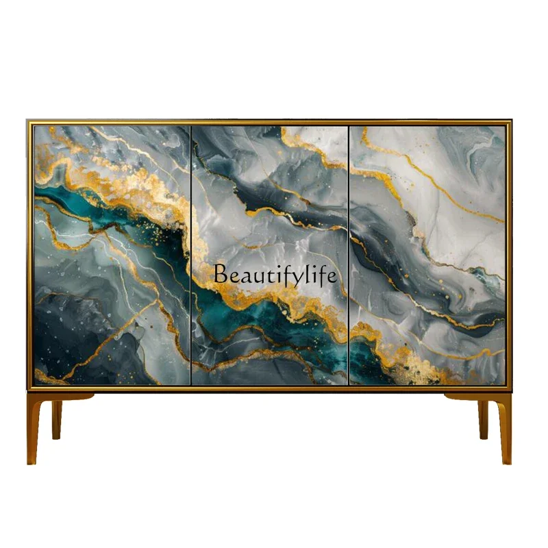 

Ljy Light luxury high-end dining side cabinet Solid wood living room wall decorative cabinet