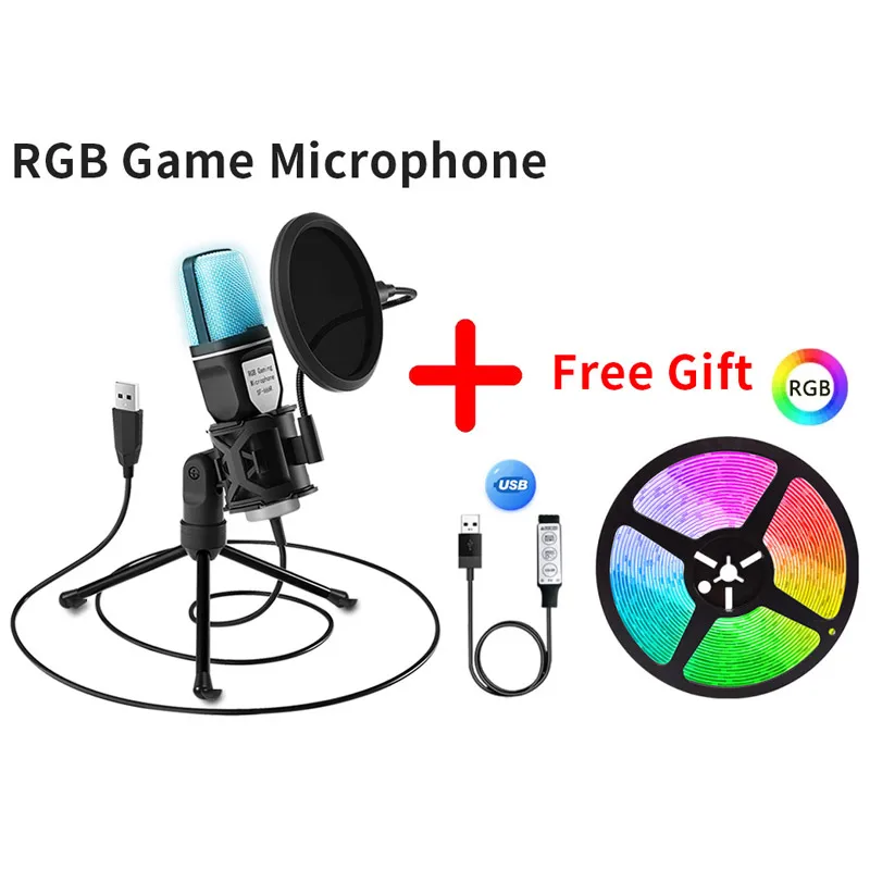 Yanmai USB Microphone RGB Condensador Wire Gaming Mic for Podcast Recording Studio Streaming Laptop Desktop PC