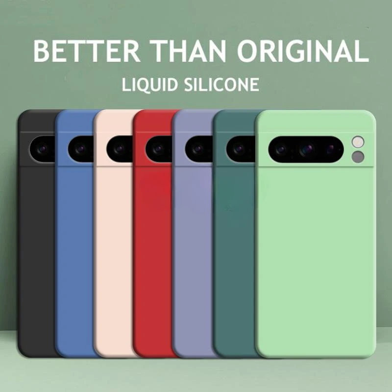 Schlanke, einfache, hautfreundliche Hüllen aus flüssigem Silikon für Google Pixel 10, 9, Pro, XL 8, 7, A Pro, komplette Packung, stoßfeste Anti-Fall-Softcover