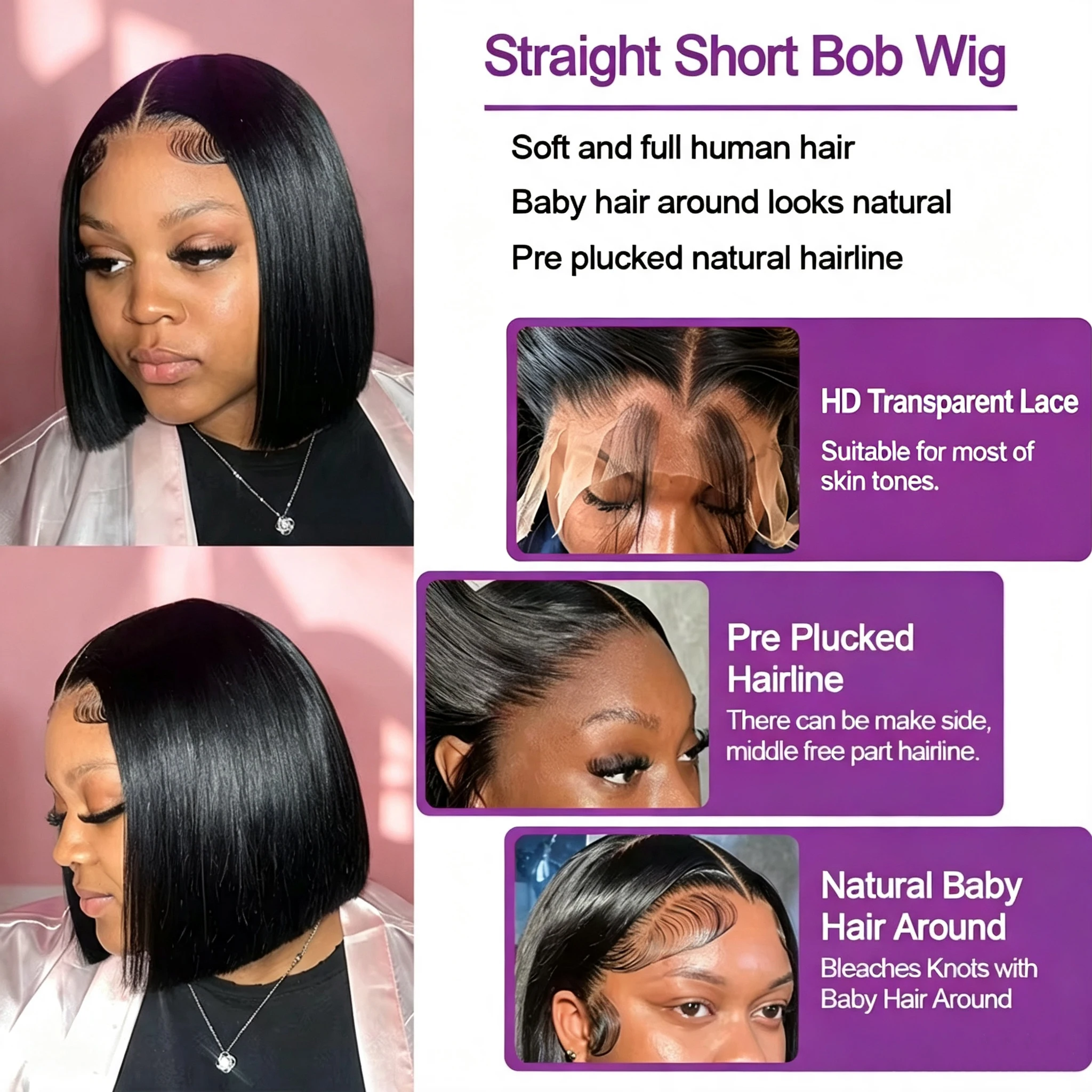 Gerader Bob-Perücke 13x4 Echth – Pre Parted 13X4 Lace Front Bob Wig Bewertung und Preis