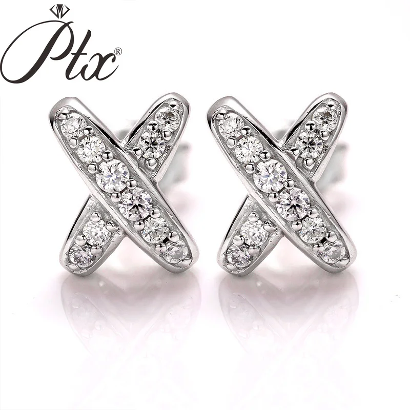 

New Sterling Silver 1CT 5.0mm D VVS1 Moissanite Cross Shape EarStuds Earring Pass Diamond Test Moissanite For Women Jewelry