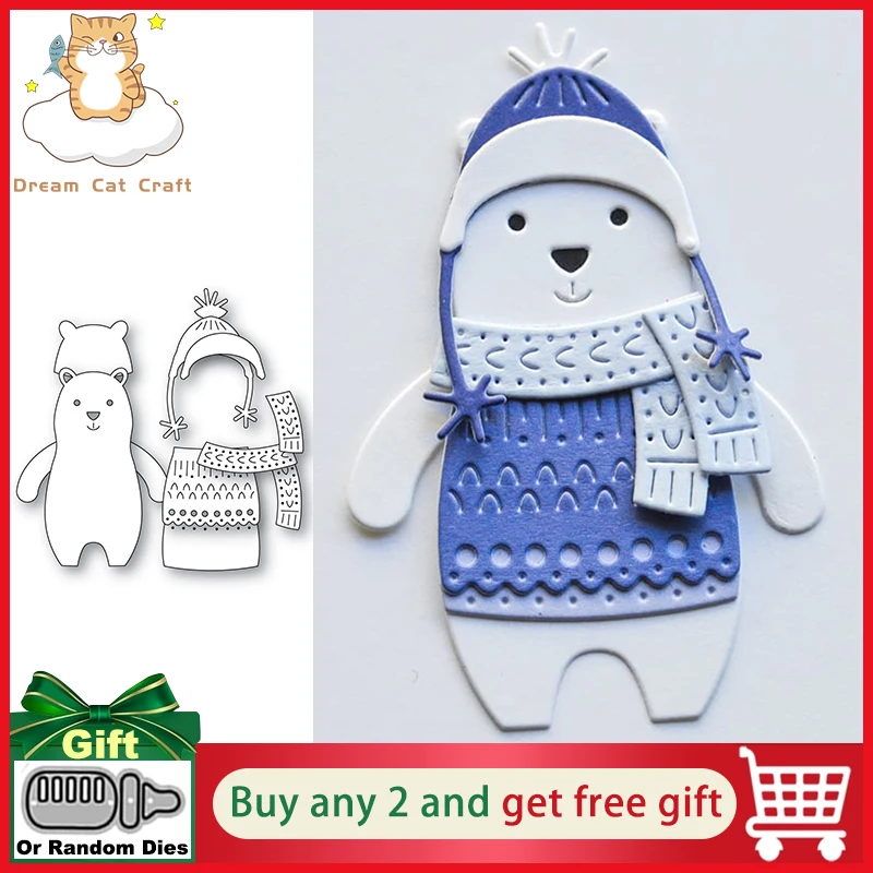 2024, neue nordische gebündelte Bären-Stanzformen für Scrapbooking, Papierhandwerk und Kartenherstellung, Prägung, Dekor, Weihnachtsformen, Stanzformen