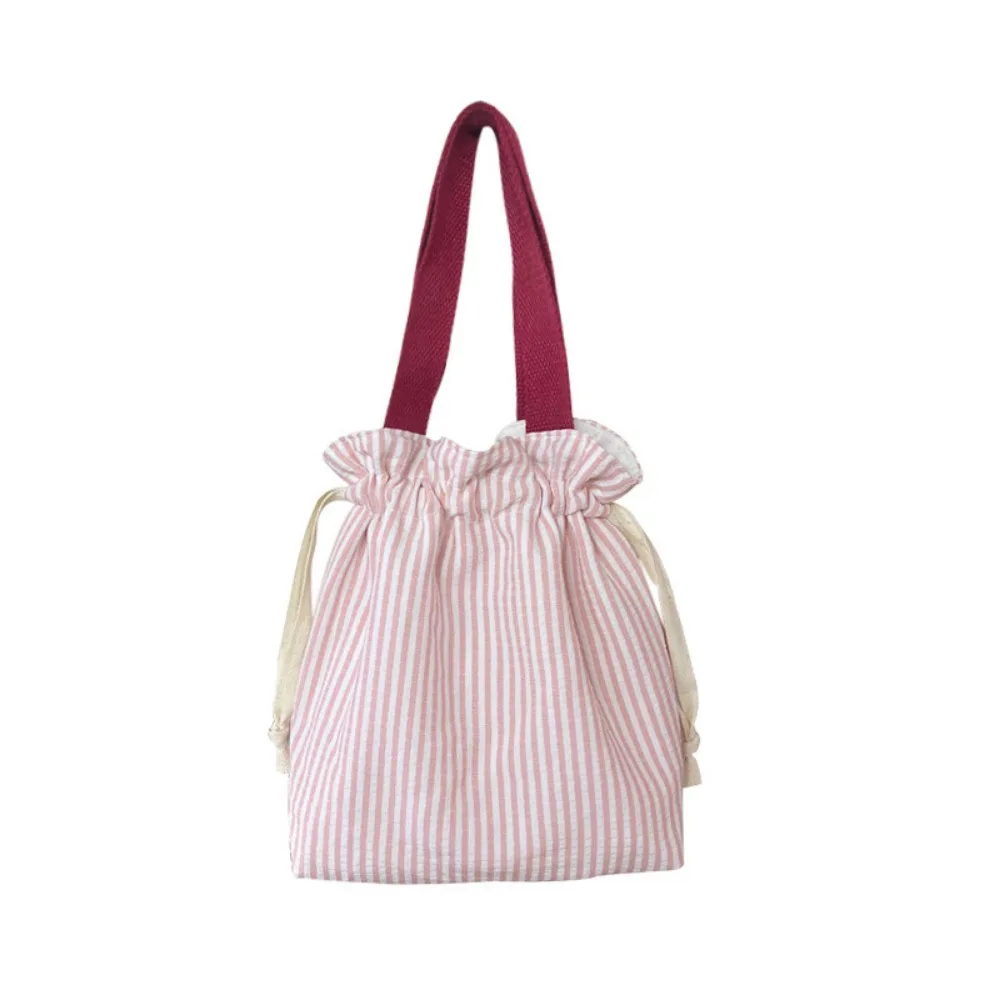 

Top Handle Drawstring Organizer Bag Stripes Reusable Handheld Coin Purse Convenient Portable Cosmetic Storage Pouch Gift Giving