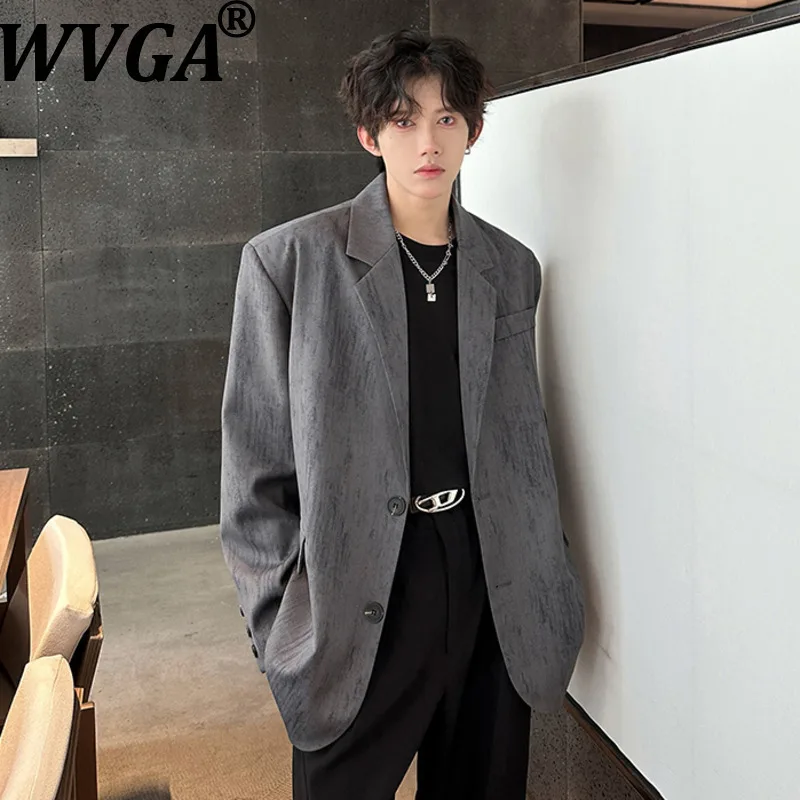 

WVGA весна осень новые мужские винтажные модные пиджаки с подкладкой на плечах нишевый шикарный повседневный пиджак с отложным воротником Ins W15924