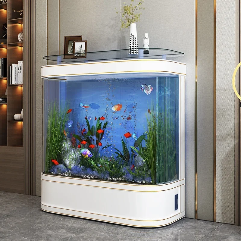 a2026 New Model Light Luxury Minimalist Aquarium Living Room Home Use Floor-standing Medium-Large Glass Ecological Aquarium