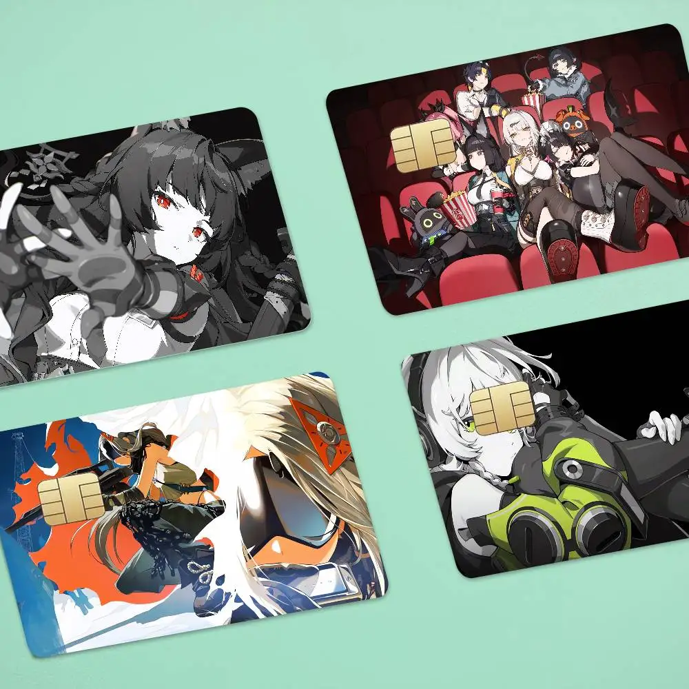 GAME Z-Zenless Zone Zero Anime Cartoon 1 Set Of 4 Pcs Bear Skin Sticker Film Tape Case For Big Credit Debit Card Front Side