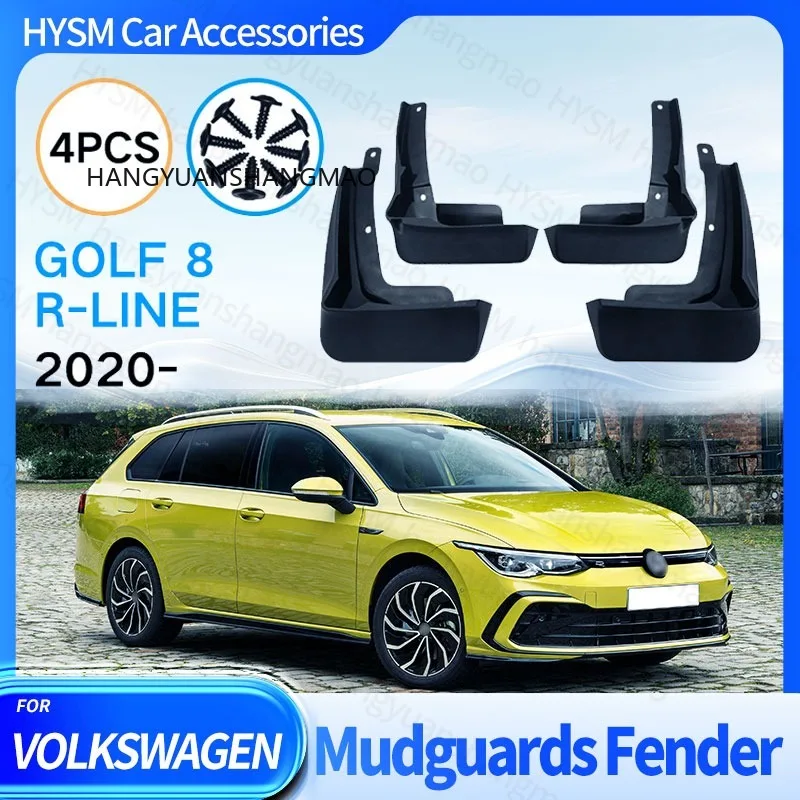 Mudguards for VW Golf 8 R-Line 2020-2023 Mud Flaps 4 Set Black Vehicle Exterior Accessories Fender for Protection Customization