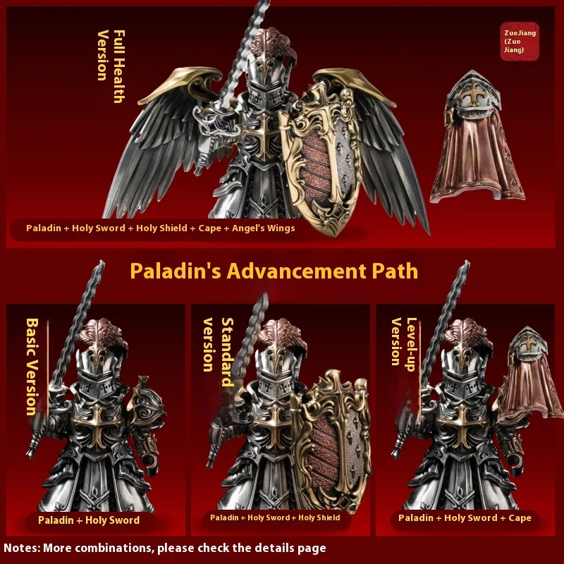 Estatuilla de caballero cruzado Paladin de Metal desmontable, adorno de escritorio de estilo chino, figura de acción coleccionable, modelo de juguete para regalo