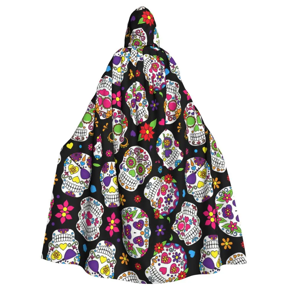 Mexikanischer Totenkopf-Kapuzenumhang, Halloween-Party, Cosplay, Damen, Herren, Erwachsene, lange Hexerei, Robe, Kapuze