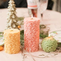 Boowan Nicole Classic Patterns Relief Candle Silicone Mold Handmade Soap Mold DIY Scented Candle Making for Table Decor