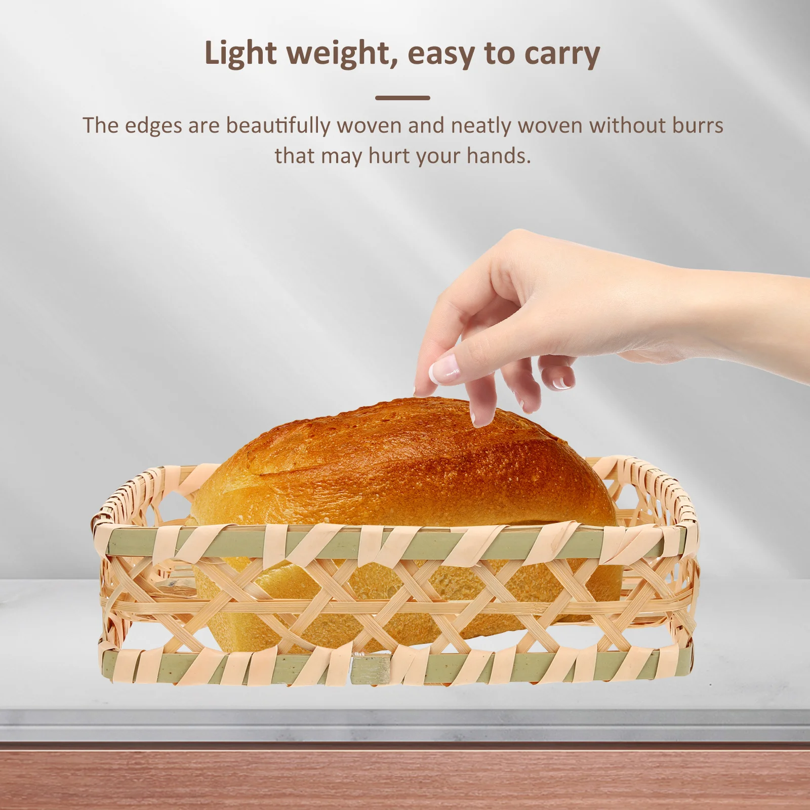 

Woven Storage Basket Bamboo Fruit Vegetable Organizer Portable Kitchen Sundries Container for Picnic Camping Tabletop Decor