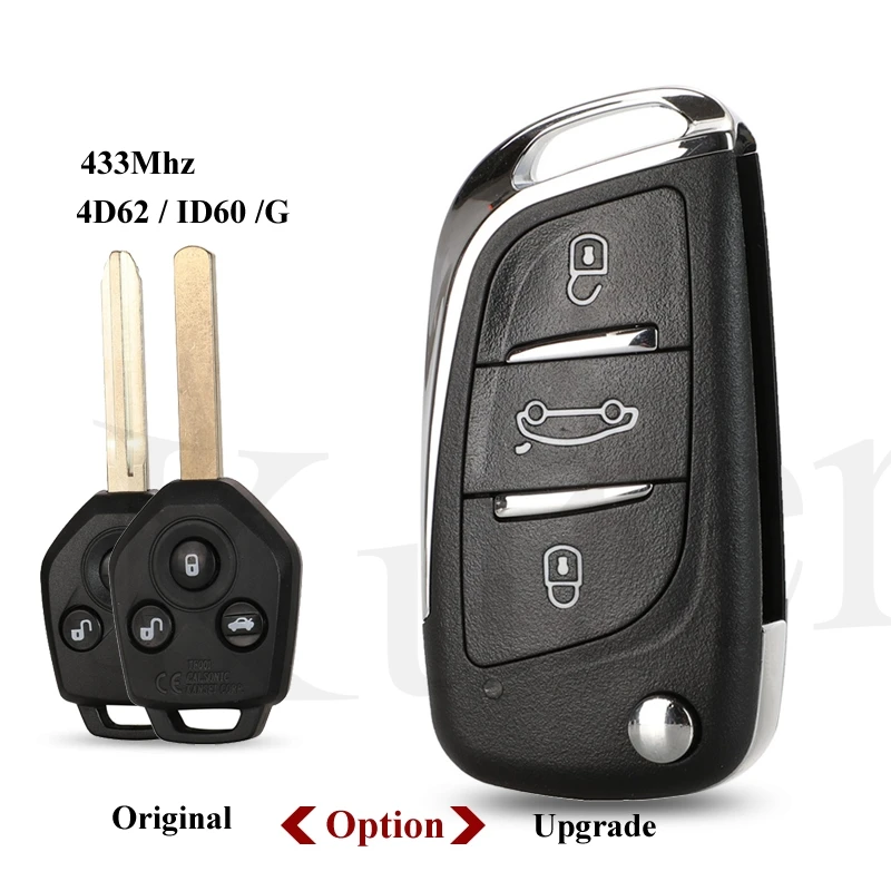 jingyuqin 433MHz 4D62 ID60 G Chip 3 Button Remote key For Subaru Forester OutBack XV Origianl/ Upgraded Flip Folding Key Fob