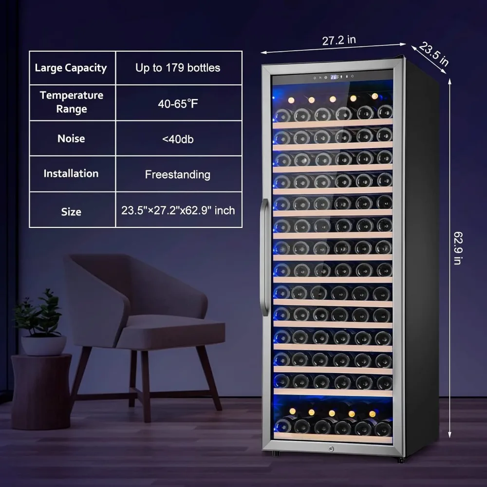 Refrigerador profissional do refrigerador do vinho, refrigerador com compressor poderoso, operação quieta e elegante, 179 garrafas