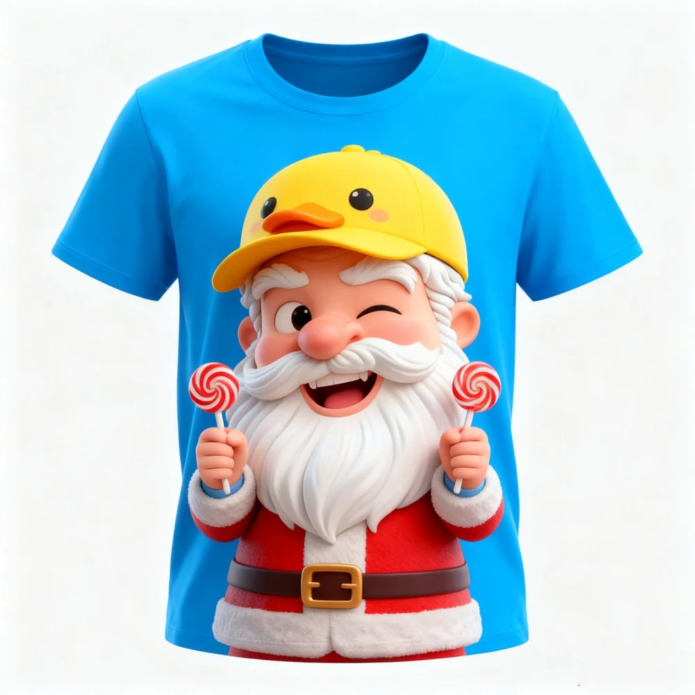 

3D Print Funny Santa Clause Graphic T-Shirt Creative Personality Design Short Sleeve Tees Christmas Theme Festival Party Clothes