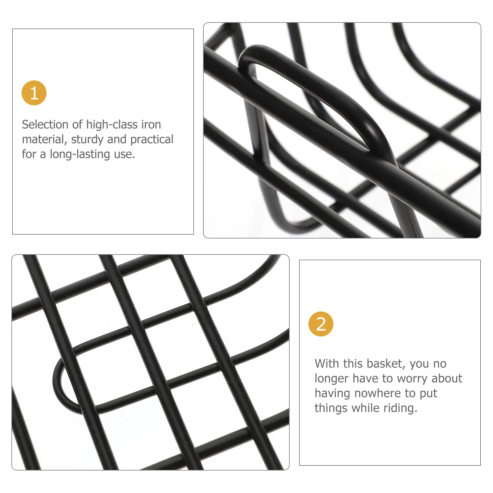 

Heavy Duty Bike Basket Front Iron Mount for Bicycle Detachable Handlebar Container Spacious Cycling Storage Scooter Decor