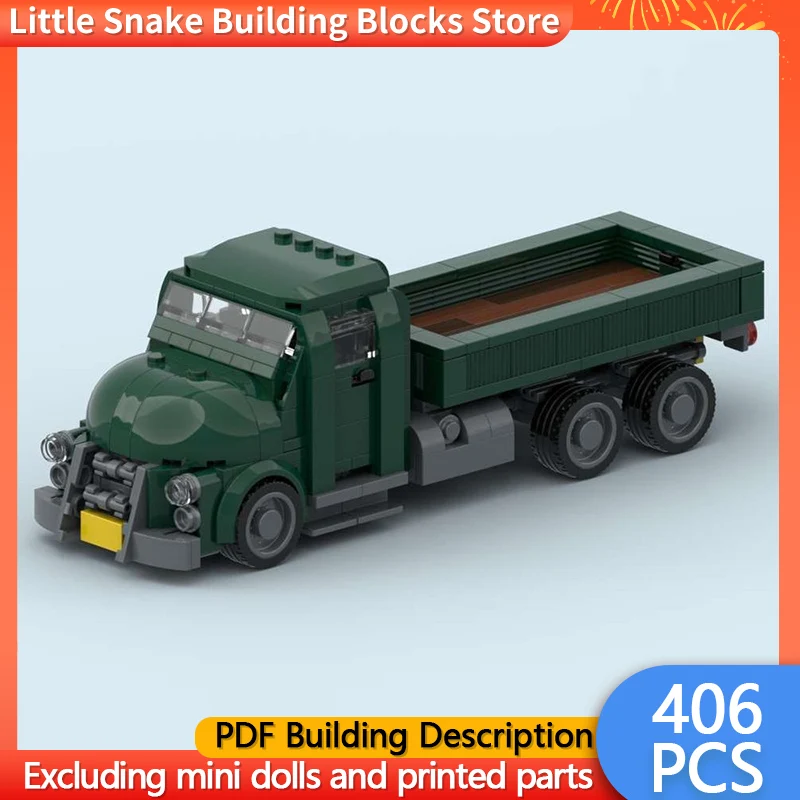City Car Model MOC Building Bricks Heavy Military Flatbed Truck Modular Technology Gifts Holiday Assemble Children Toys Suit