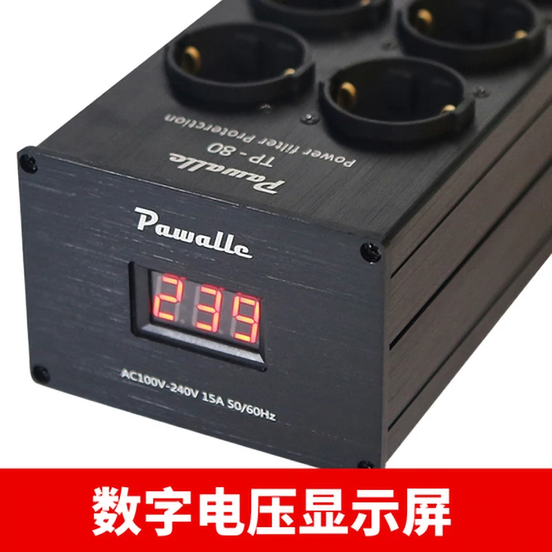 Tp80 Power Filter Socket Noise Reduction Overload Protection Voltage Display Function Audio Amplifier European Plug Board