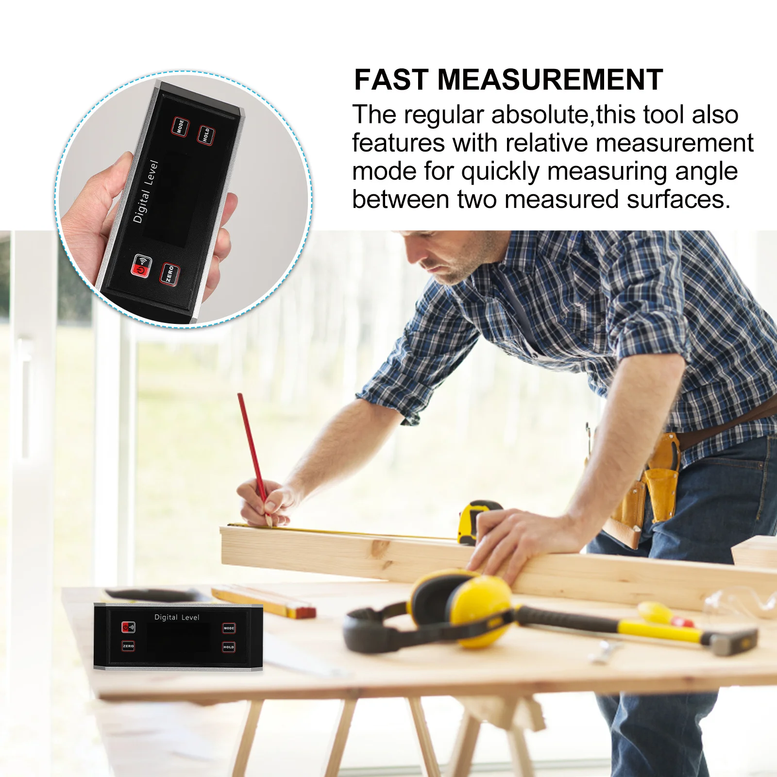 

Digital Level Protractor Inclinometer Angle Gauge Versatile Magnetic Base Backlight for Construction Carpentry Machinery