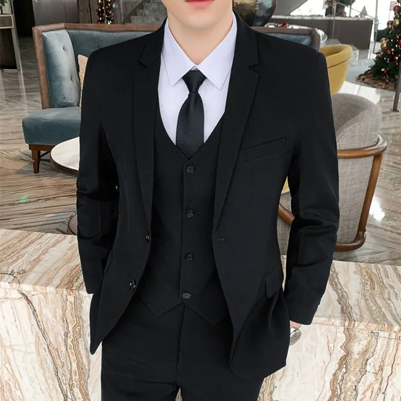 

Мужской костюм с двумя пуговицами, приталенный крой, пиджак и брюки, корейский стиль, деловой, профессиональный, элегантный, универсальный, новинка ​