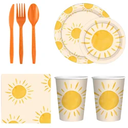 The Sun Theme Birthday Decorations Party Disposable Tableware Paper Napkins Cups Plates Tablecloths Straw
