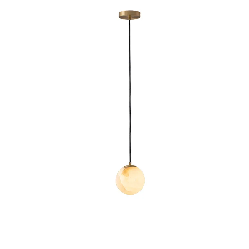 

Internet celebrity simple medieval natural marble ball Nordic living room dining room bedroom bedside chandelier