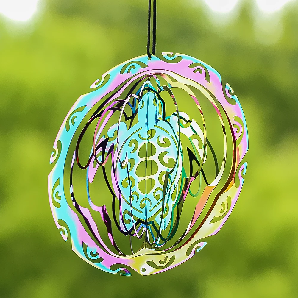 1PC 10CM Electroplated Color 3D Wind Turn Turtle Pendant Aesthetic Room Decor Window Sun Catcher Hanging Wind Chime Accessories