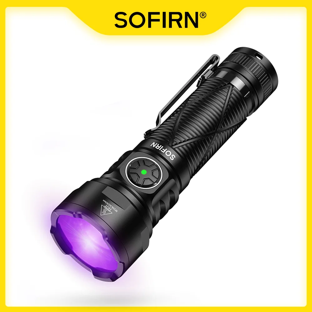 Sofirn SR15 365nm UV Flashlight SST08 LED Light 21700 USB C Rechargeable with Magnetic Lamp Fluorescence&Counterfeit Detection