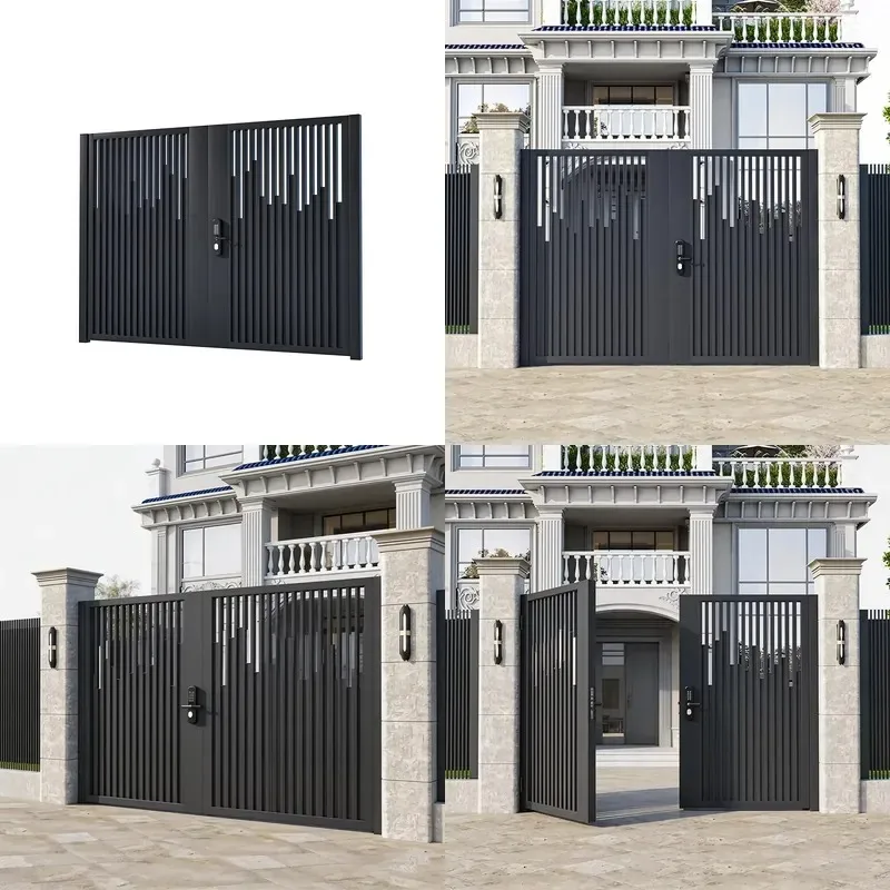 Modern European Wrought Iron Door Multi Opening Methods for Garden Residential Hotel Entrance Decorative Security Gate