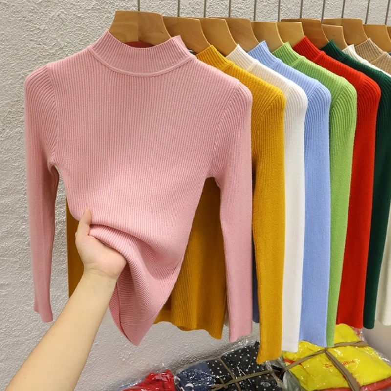 Female Casual Knitwear Clothing 2025 Turtleneck Women Sweater Autumn Winter Solid Pullover Basic Slim Versatile Soft Tops