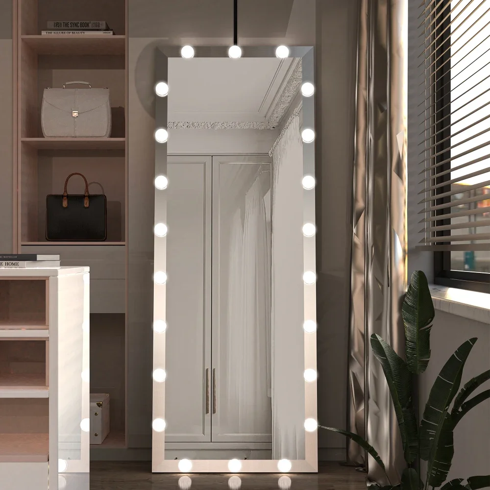 Hollywood Full Length Mirror with Lights Full Body Vanity Mirror with 3 Color Modes Lighted Standing Floor Mirror