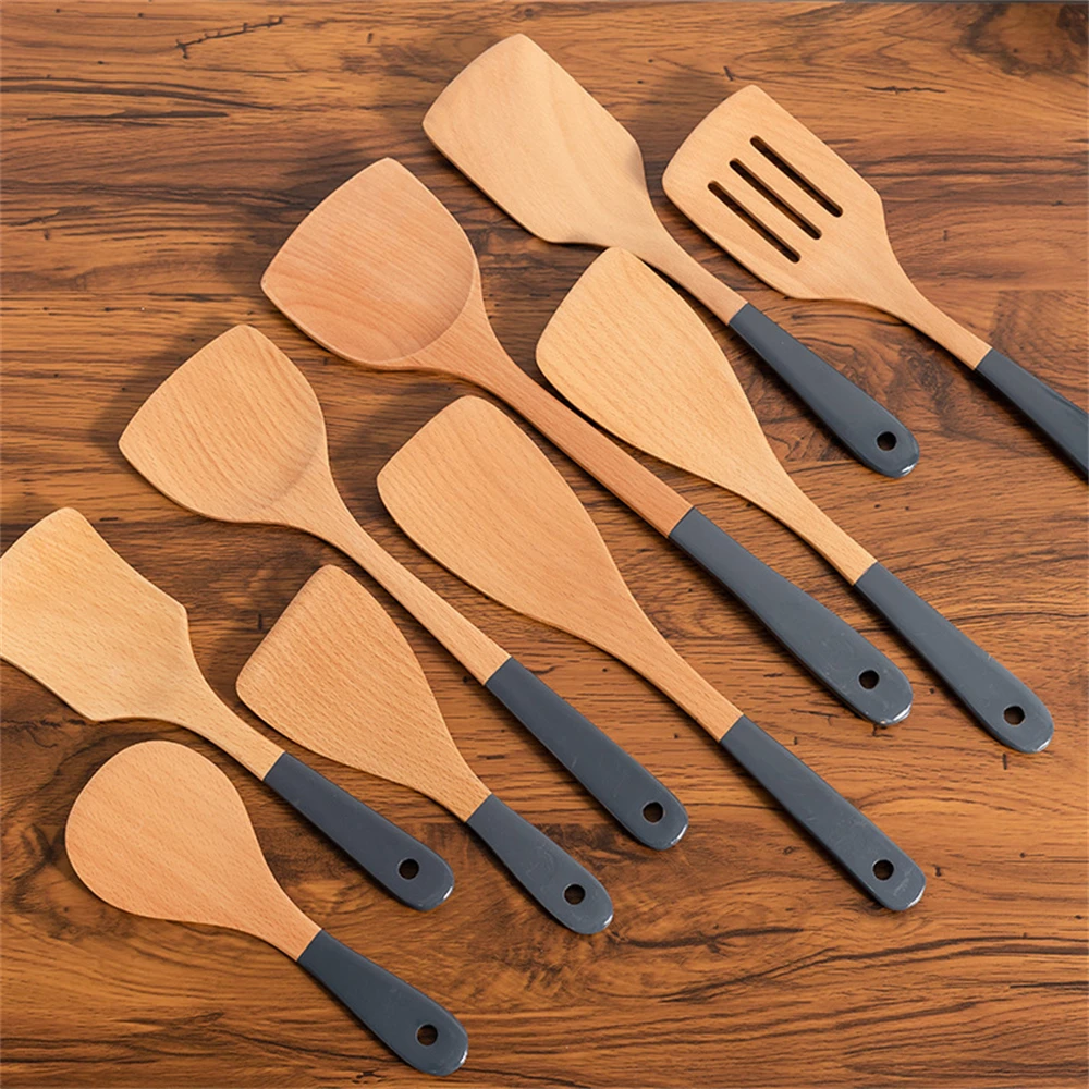 Long Handle Wooden Cooking Kitchenware Non-stick Stir-Fry Spatula Household Heat Resistant Soup Spoons Utensil Kitchen Accessory