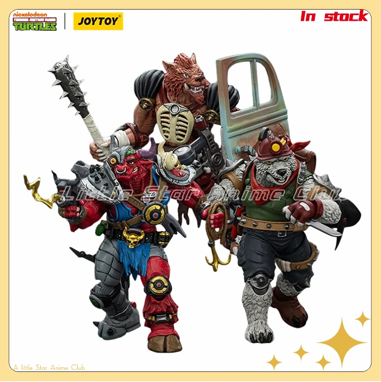 

In Stock Original JOYTOY 1/18 Action Figure TMNT Dirtbag/Groundchuck/Rahzar Animation Figure Model Collection Toys