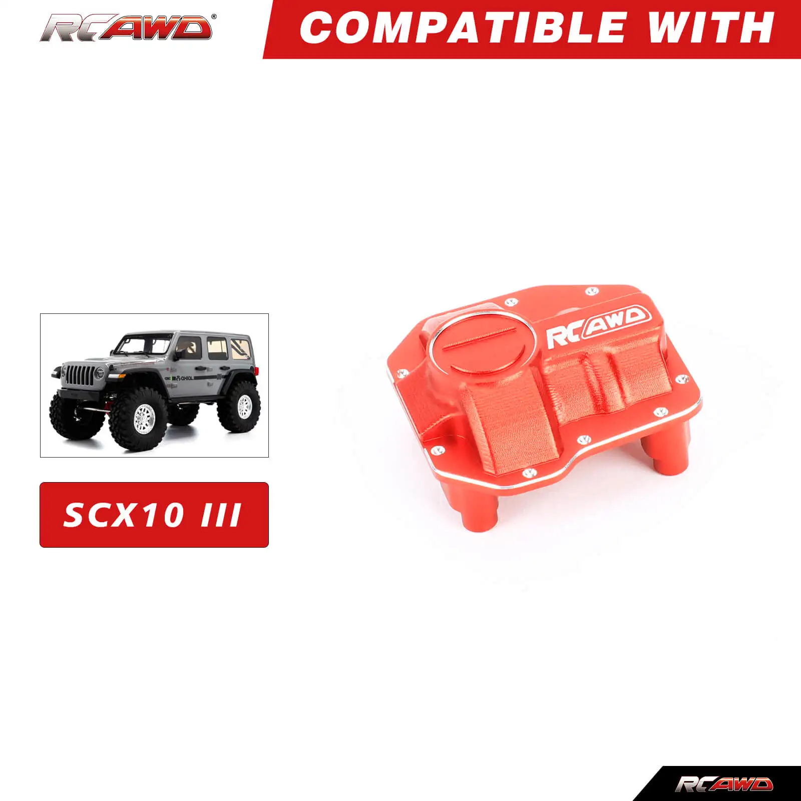 RCAWD Alloy AR45 Differential Cover for Axial SCX10 III 1/10 Upgrades Parts # AXI232026