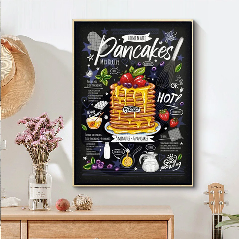 5D Diamond Painting Food Posters Fries Burger Pizza Sandwich Kitchen Decor Full Diamond Embroidery Cross Stitch Diamond Mosaic