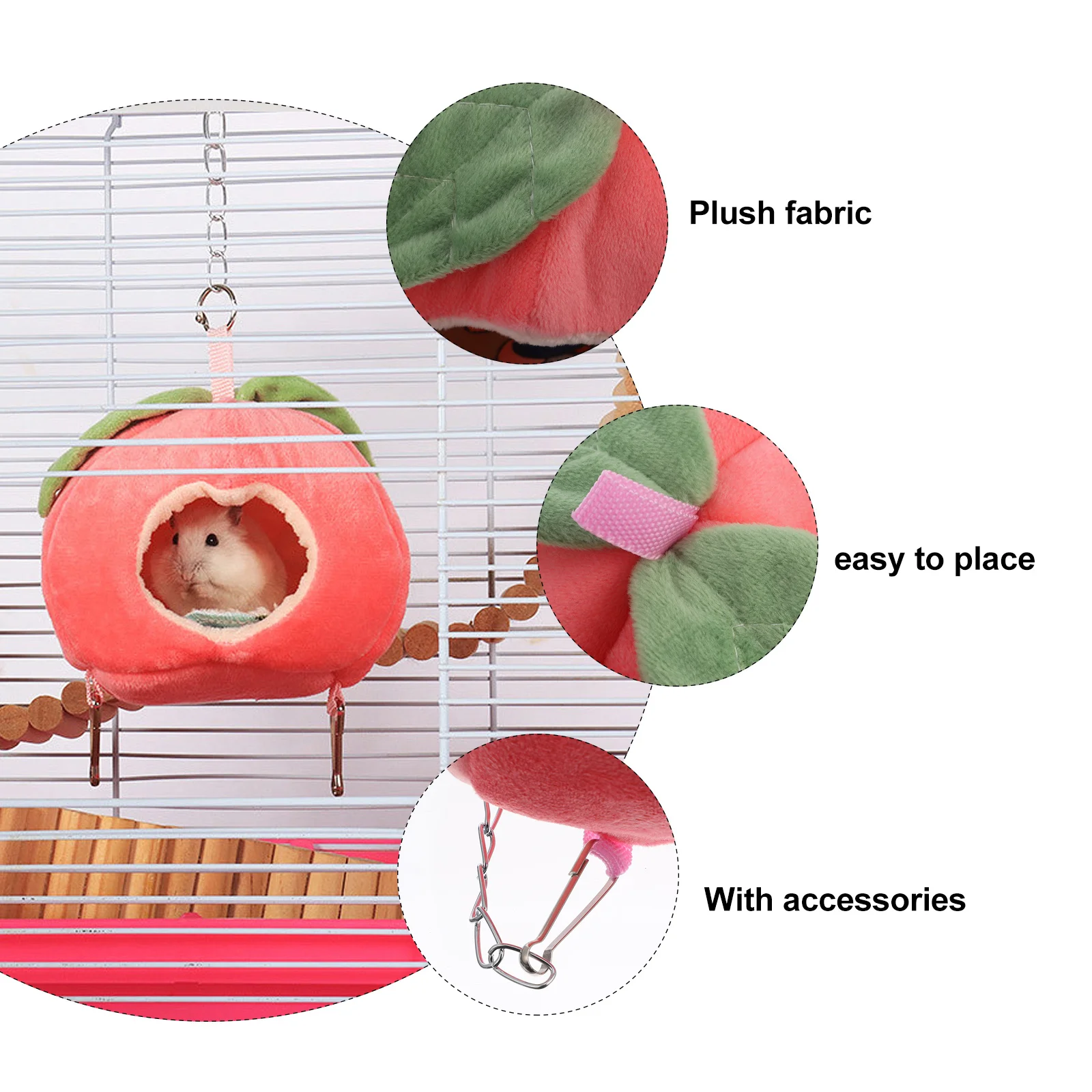 

Natural Winter Warm Nest Cotton Hanging Sleep Bag For Room Home Claw Grinding Exercise Lovely Fruit Design Pet Hammock Cage Bed