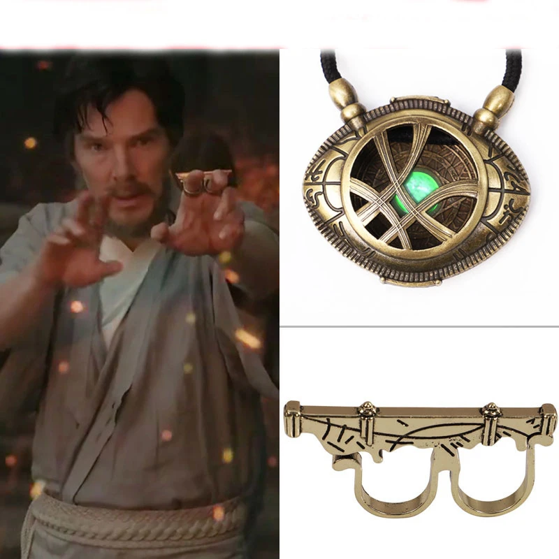 Arzt Seltsame Cosplay Das Auge von Agamotto Halskette Steve Ringe von Zeit und Raum Requisiten Halloween Unendlichkeit Krieg Cosplay Requisiten