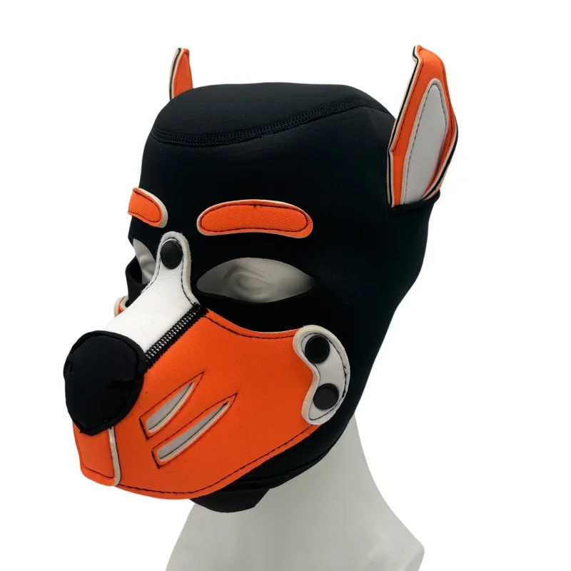 

Pupply Play Party Couples Games Full Face Fetish Masks Hood Latex Open Mouth Dog Headgear Unisex Fashion Costumes For Halloween